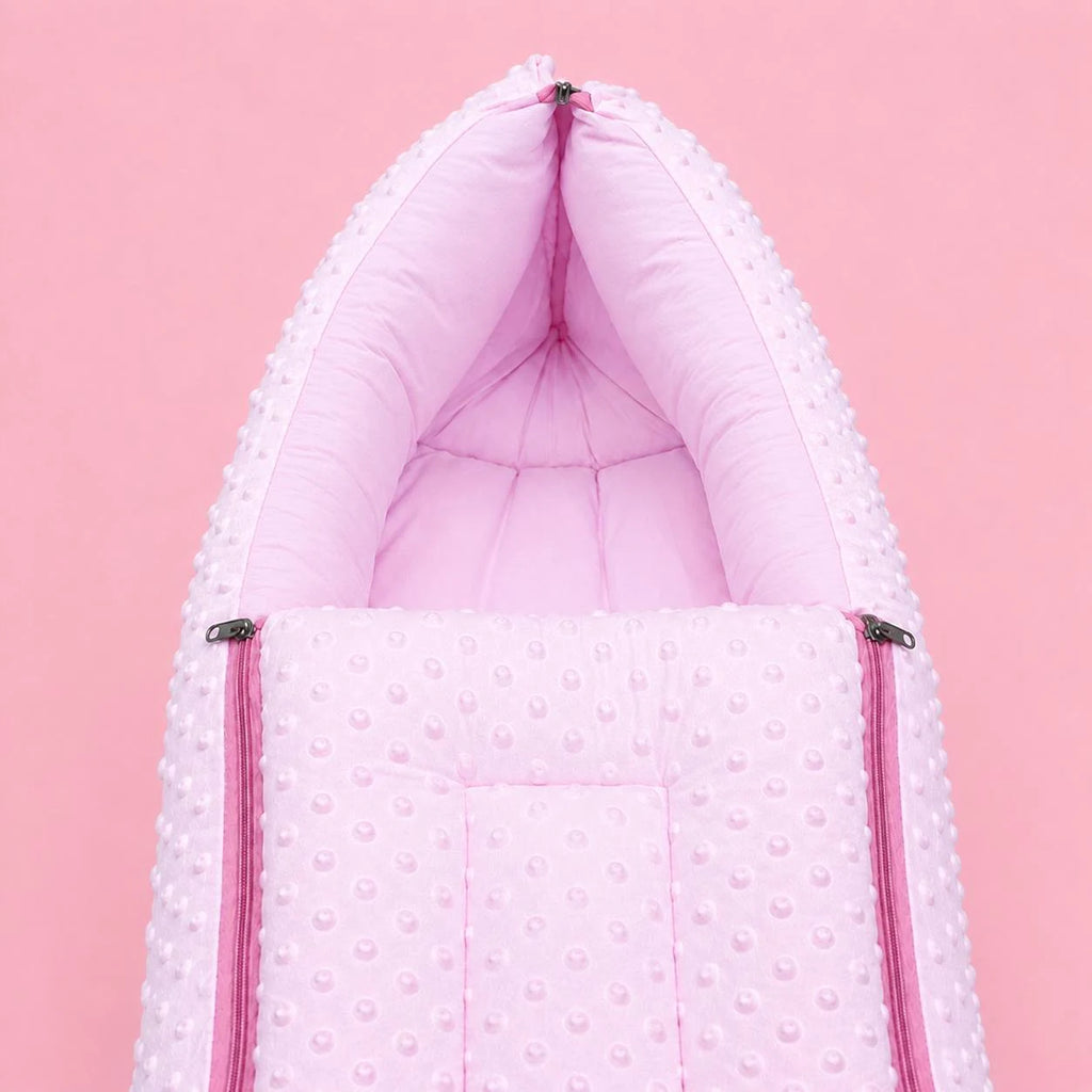 Baby Carry Nest with Dual Side Zipper – Soft & Cozy Newborn Sleeping Bag – Pink | 0–6 Months