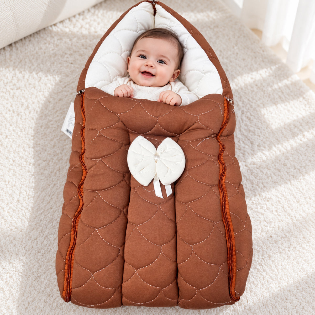 Premium Quilted Baby Carry Nest with Hood & Zip