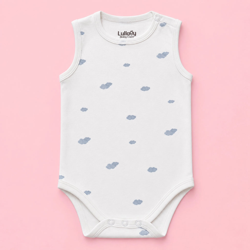 Baby Sleeveless Floral Onesie | Cloud | 0-3 Months