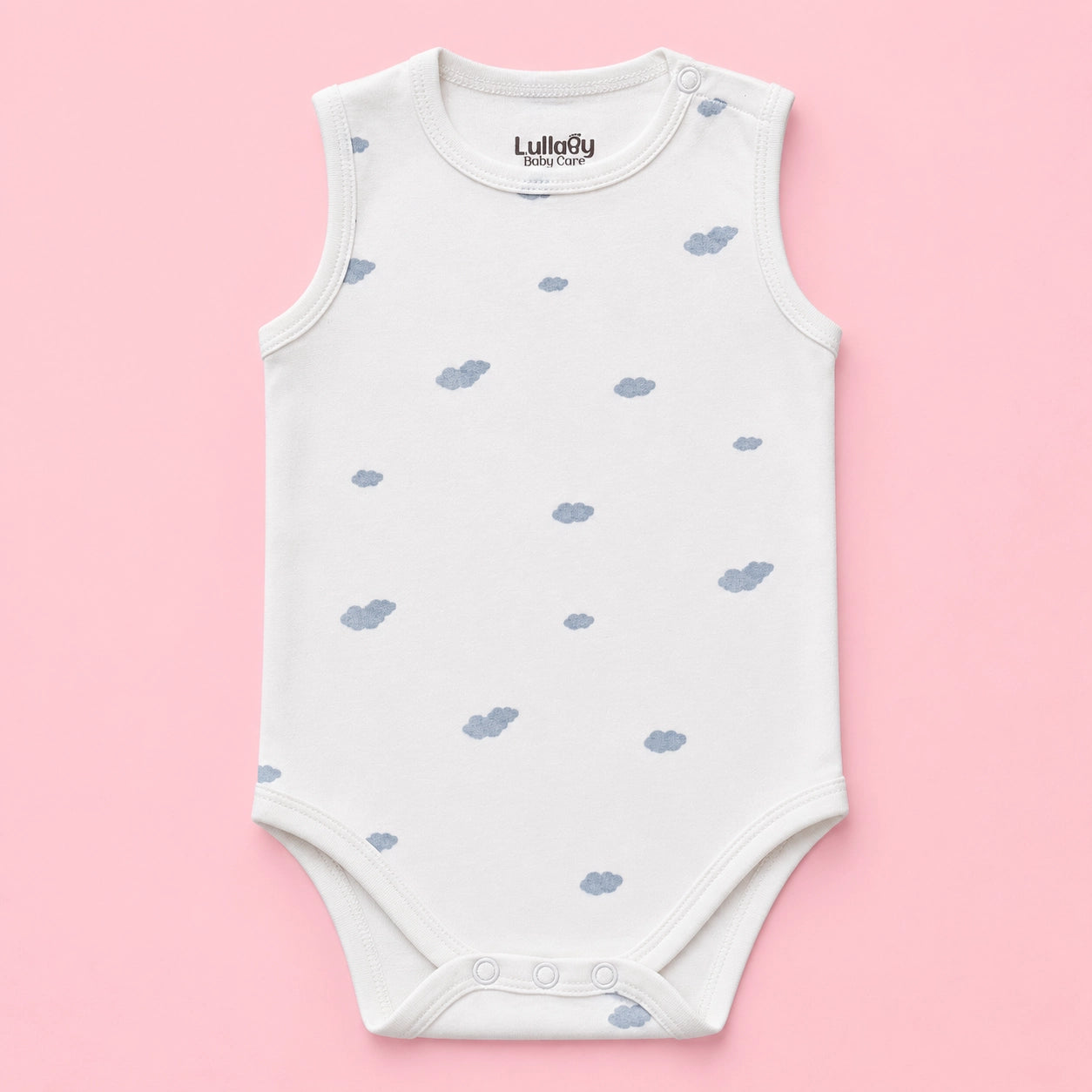 Baby Sleeveless Floral Onesie | Cloud | 0-3 Months