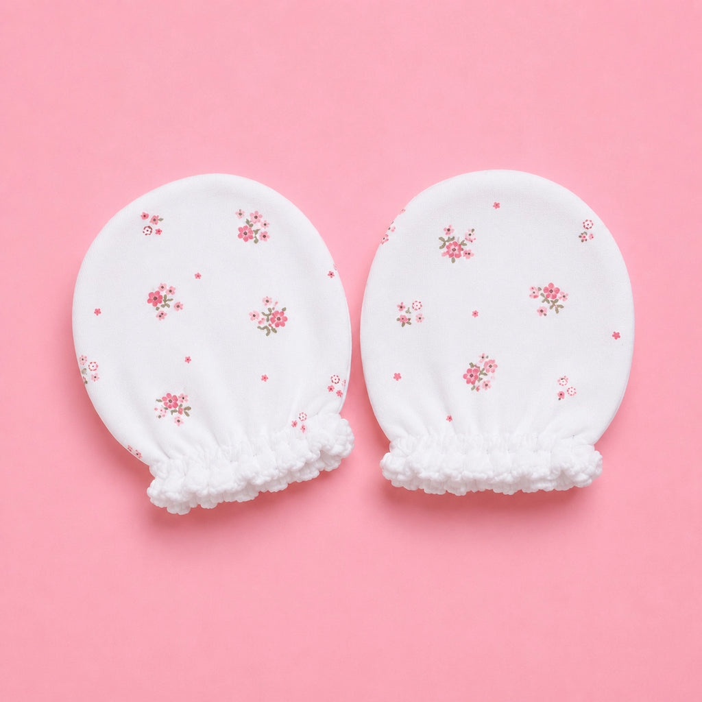 Baby Cap, Mittens & Booties Set Flower