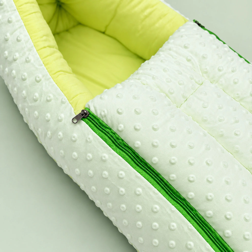 Baby Carry Nest with Dual Side Zipper – Soft & Cozy Newborn Sleeping Bag | Green | 0–6 Months