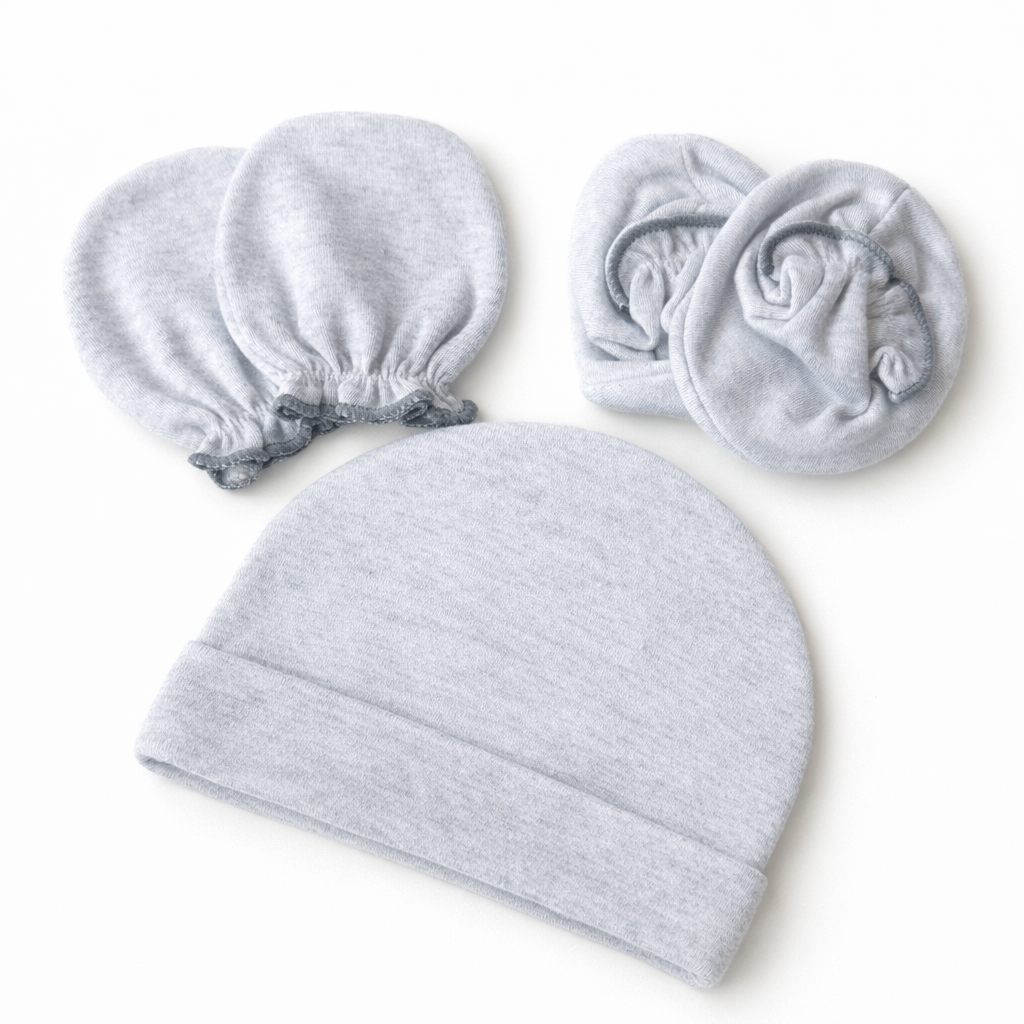 Newborn Baby Cap, Mittens & Booties Set