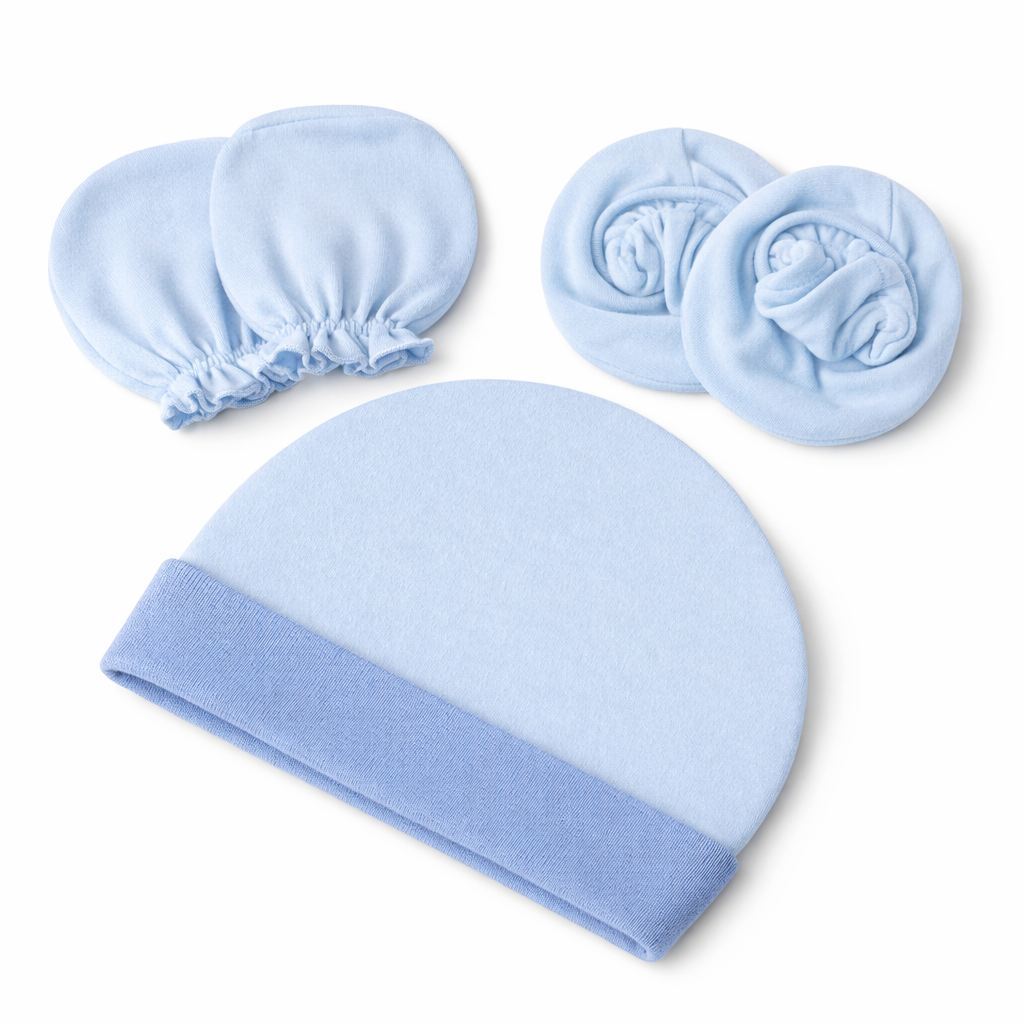 Newborn Baby Cap, Mittens & Booties Set