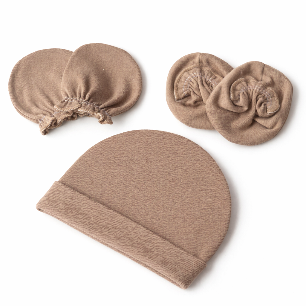 Newborn Baby Cap, Mittens & Booties Set