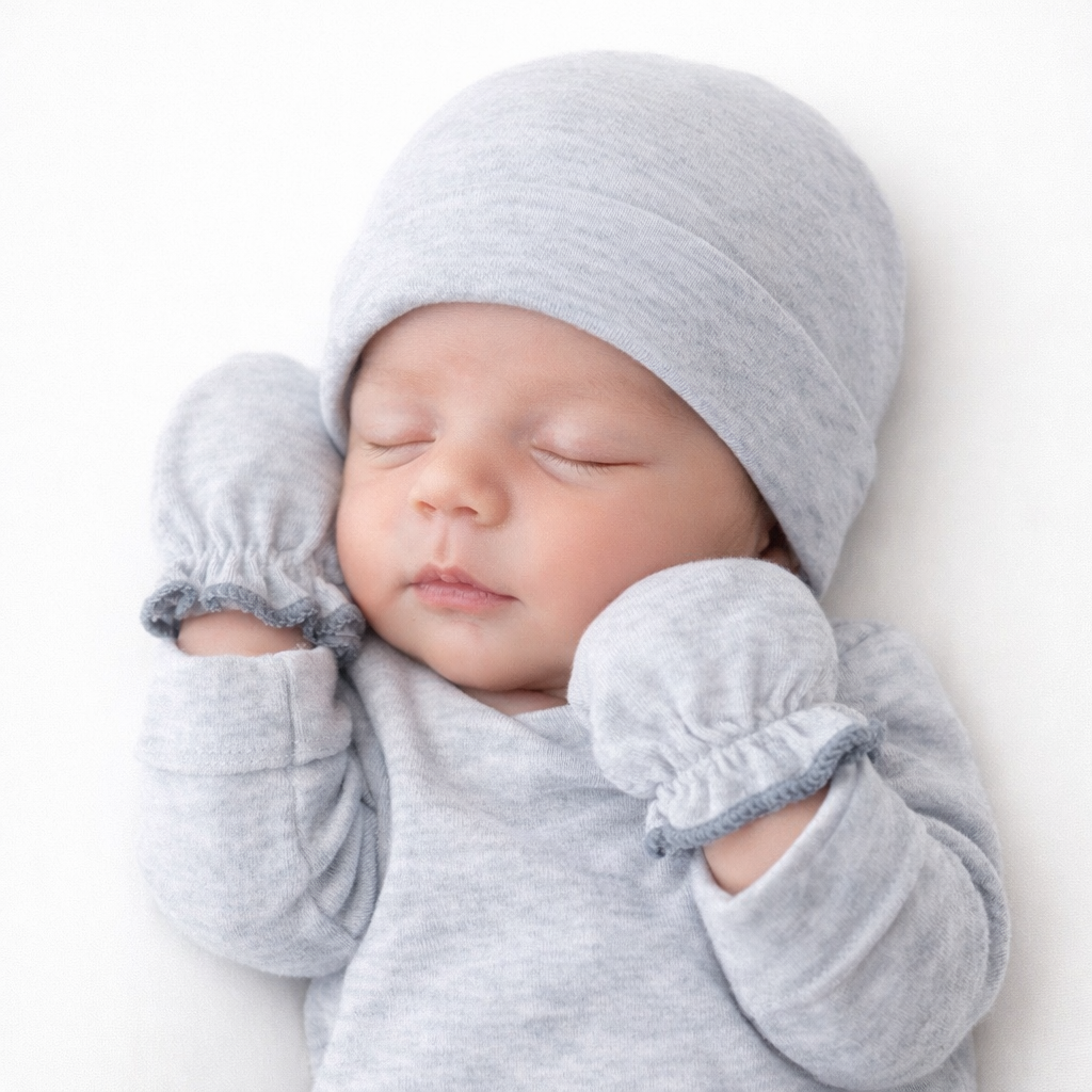 Newborn Baby Cap, Mittens & Booties Set