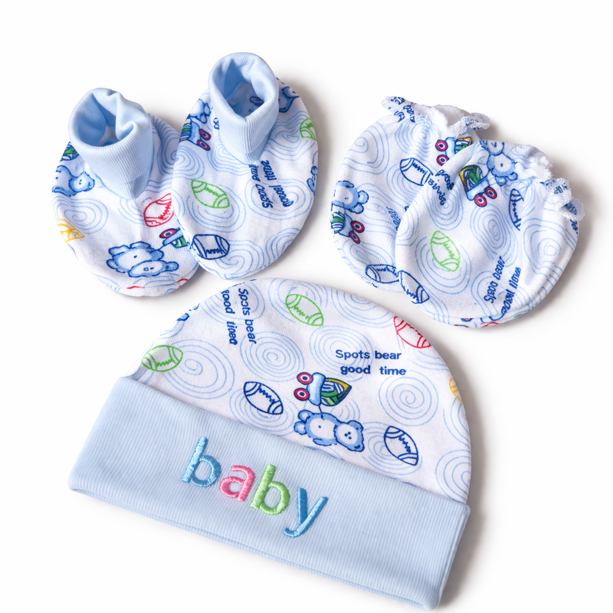 Newborn Baby Cap, Mittens & Booties Set