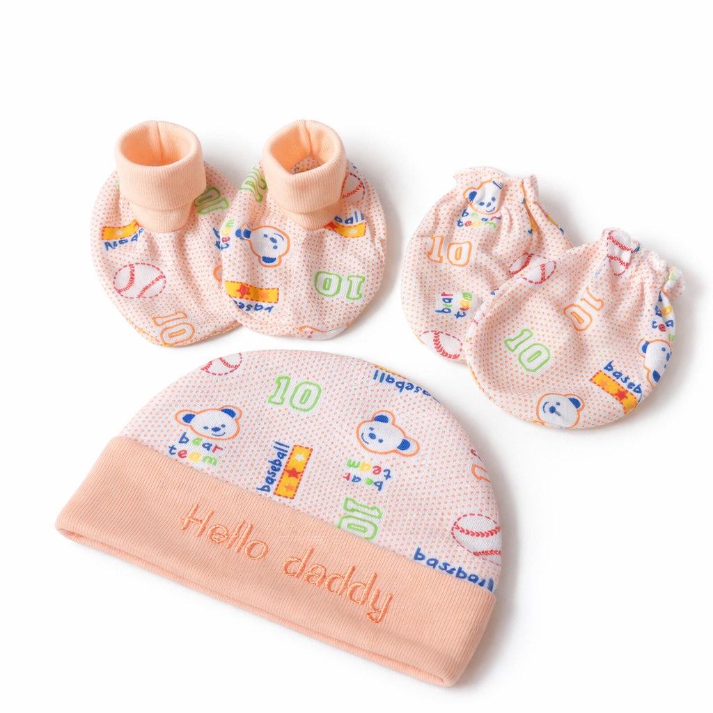 Newborn Baby Cap, Mittens & Booties Set