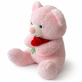 Cute Pink Teddy Bear Plush Toy with Rose