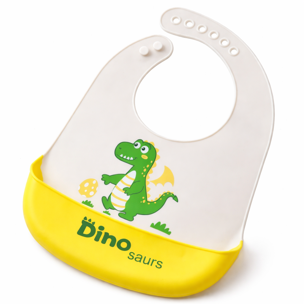 Baby Silicone Feeding Bib with Pocket – Waterproof & Adjustable