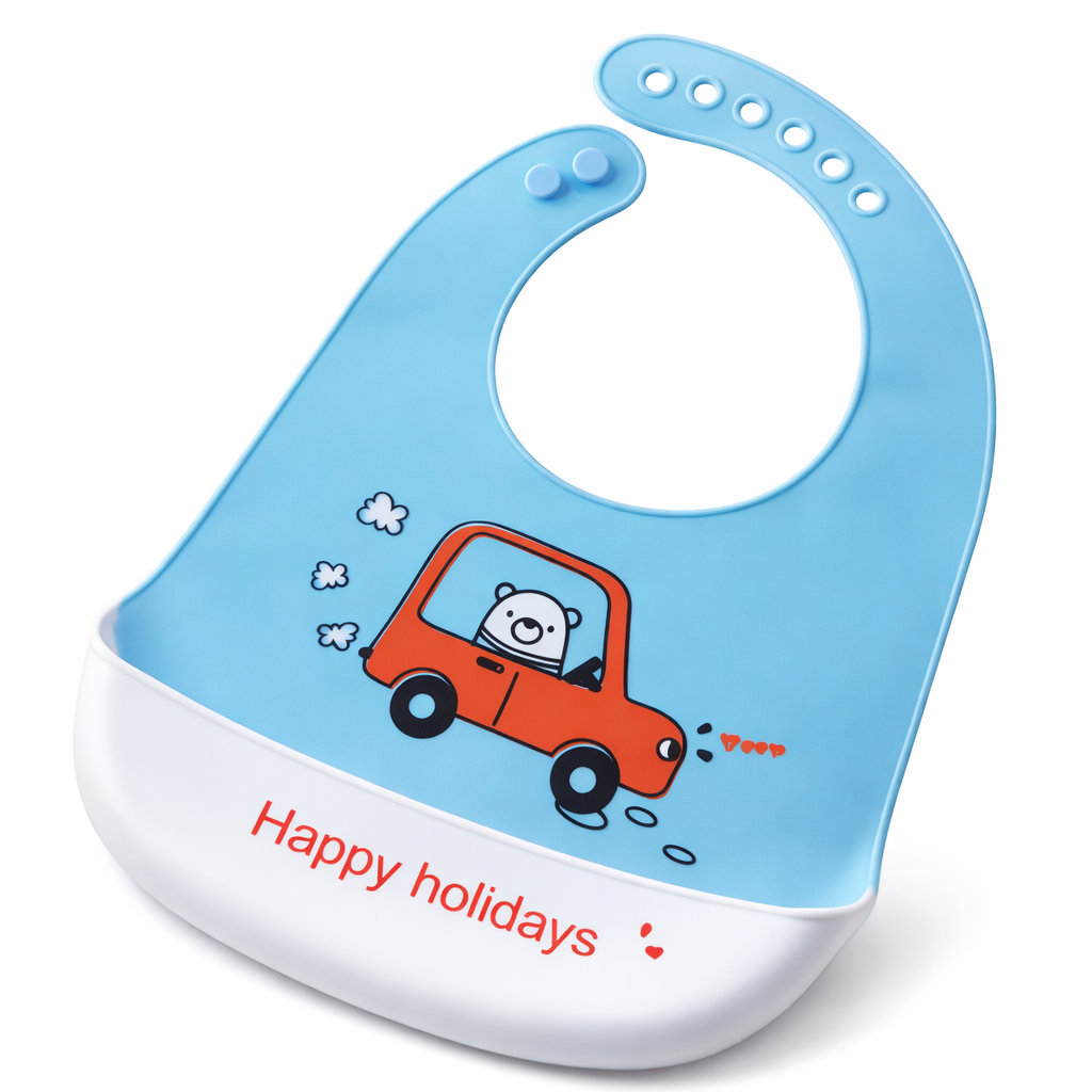 Baby Silicone Feeding Bib with Pocket – Waterproof & Adjustable