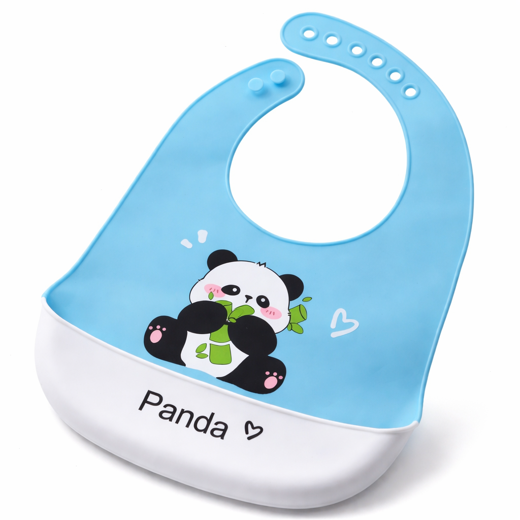 Baby Silicone Feeding Bib with Pocket – Waterproof & Adjustable