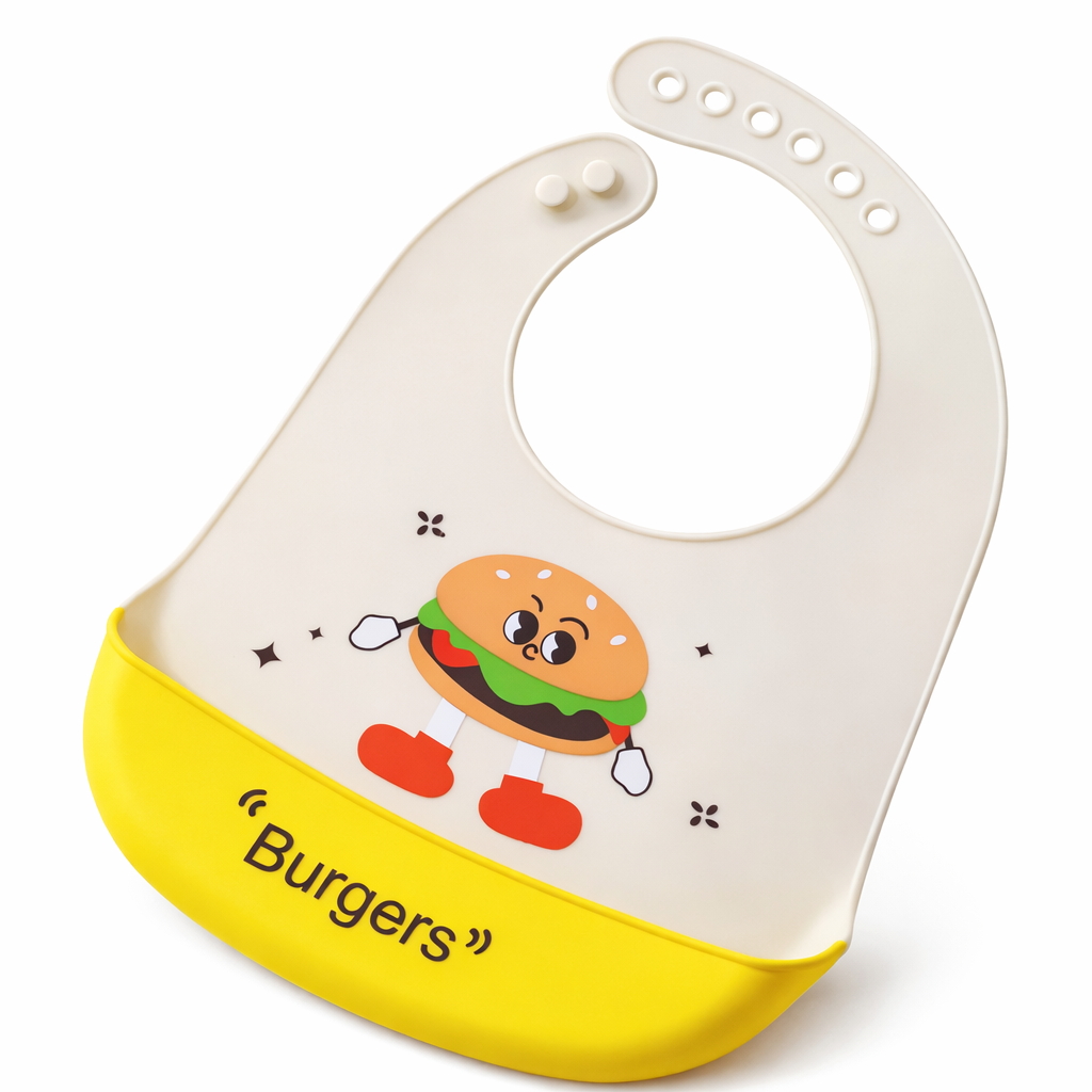 Baby Silicone Feeding Bib with Pocket – Waterproof & Adjustable