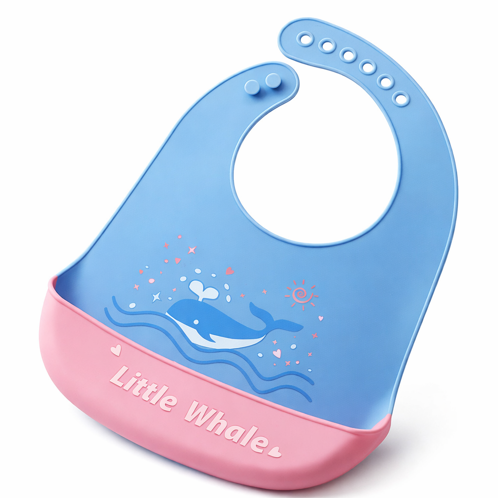 Baby Silicone Feeding Bib with Pocket – Waterproof & Adjustable