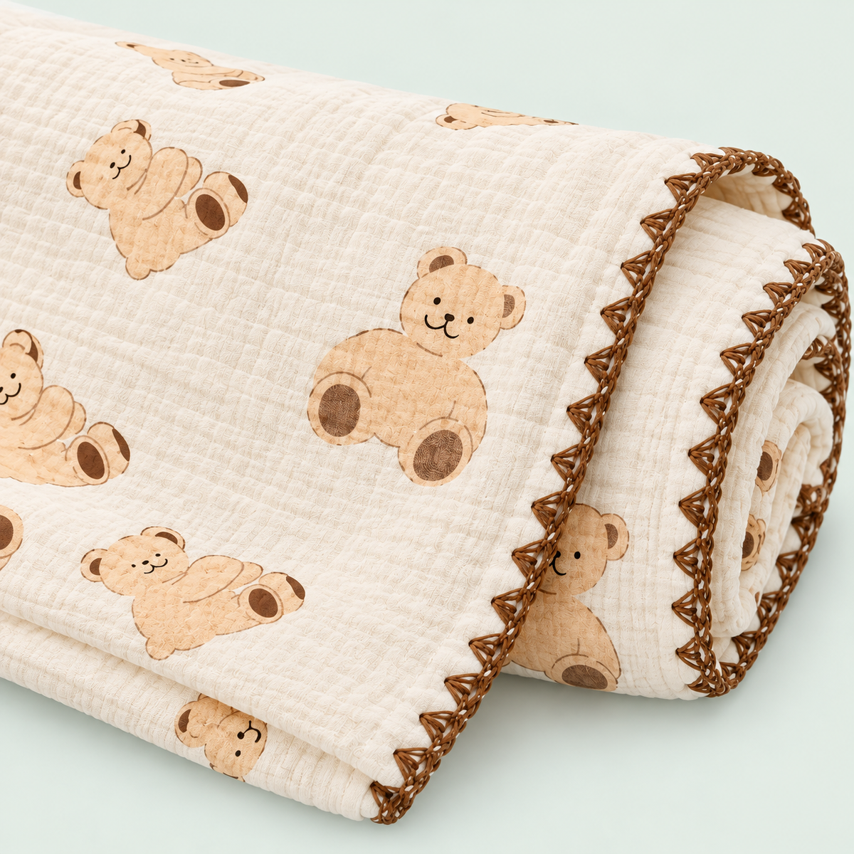 Soft Muslin Baby  Blanket with Plush Back | Teddy|