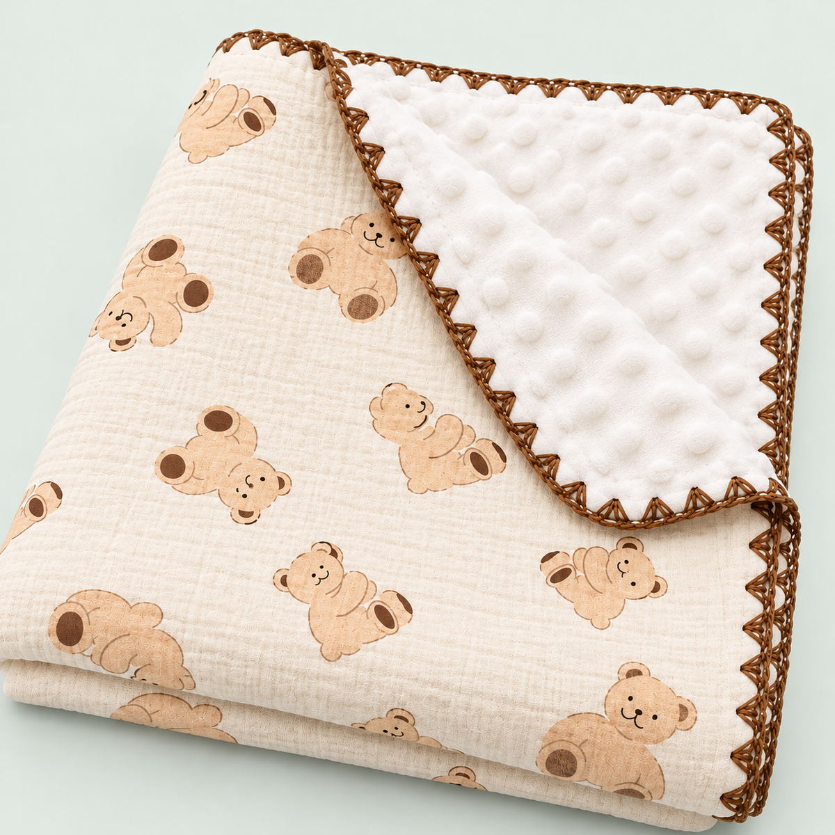 Soft Muslin Baby  Blanket with Plush Back | Teddy|