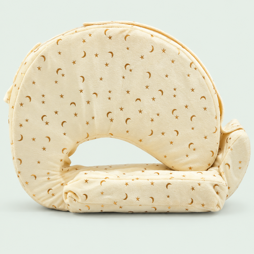 Lullaby Baby Care Premium Feeding Pillow for Newborn Baby | Breastfeeding Nursing Support Cushion | Baby Feeding Cushion with Removable Cover | Moon & Star Print