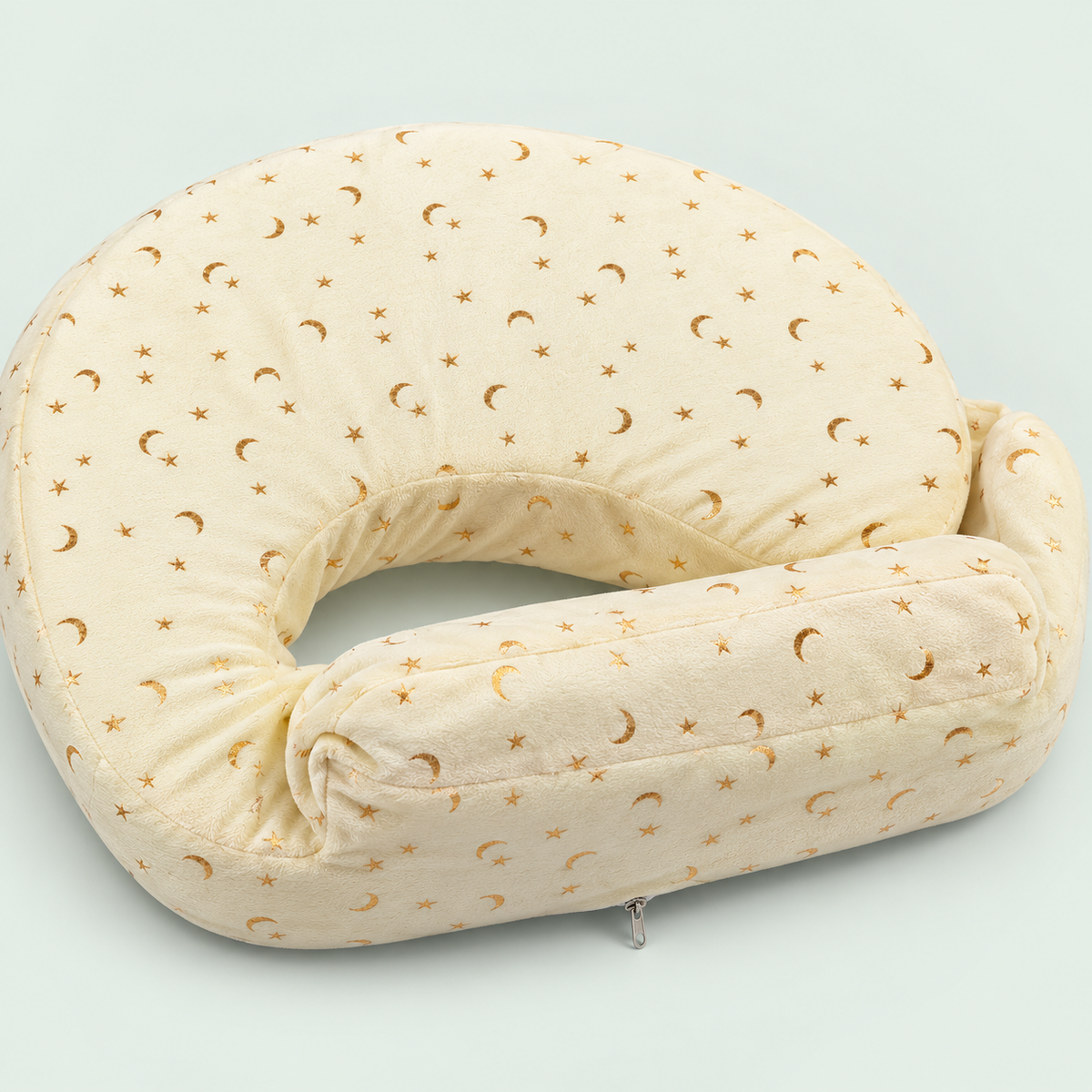 Lullaby Baby Care Premium Feeding Pillow for Newborn Baby | Breastfeeding Nursing Support Cushion | Baby Feeding Cushion with Removable Cover | Moon & Star Print