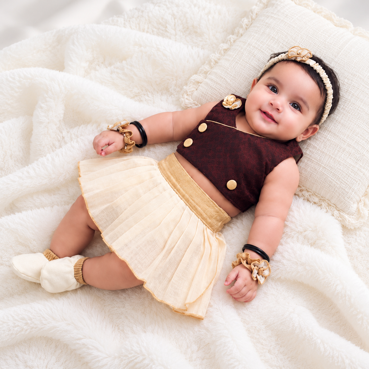 Baby Noolukettu Frock Set – Traditional Naming Ceremony Wear