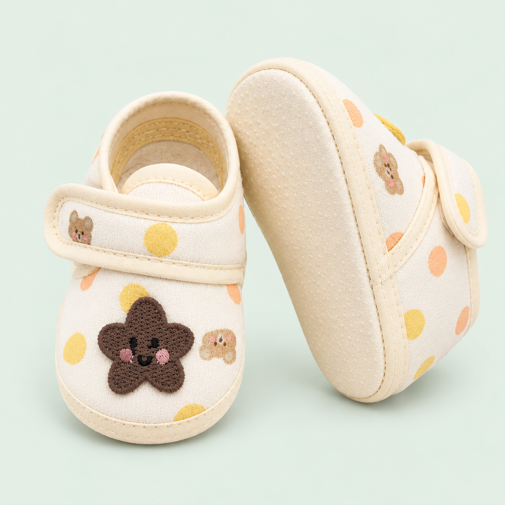 Soft Newborn Baby Booties with Adjustable Strap | Brown Star Design|