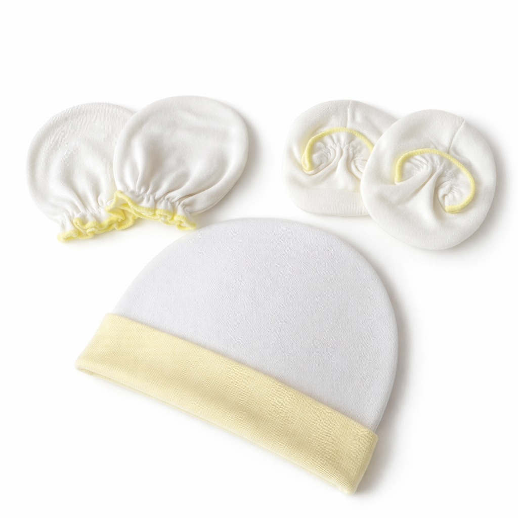 Newborn Baby Cap, Mittens & Booties Set