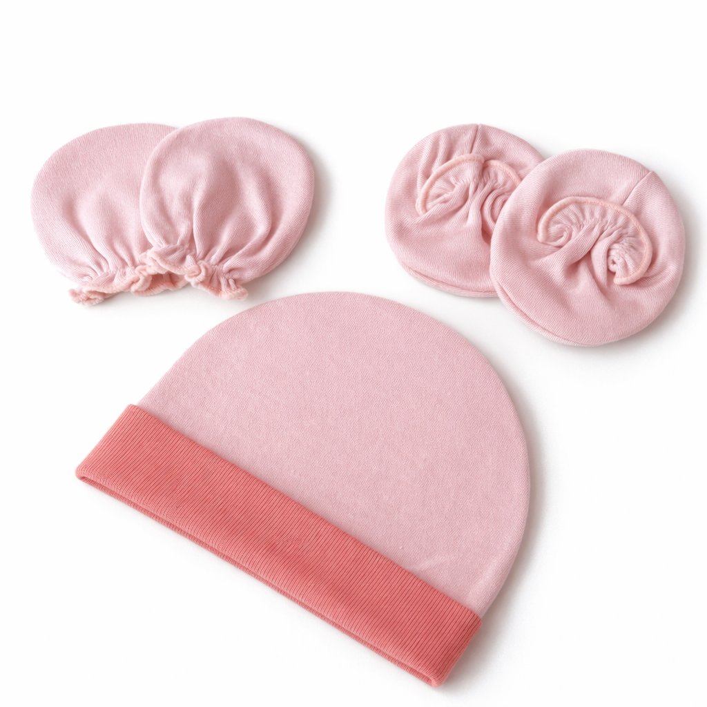 Newborn Baby Cap, Mittens & Booties Set