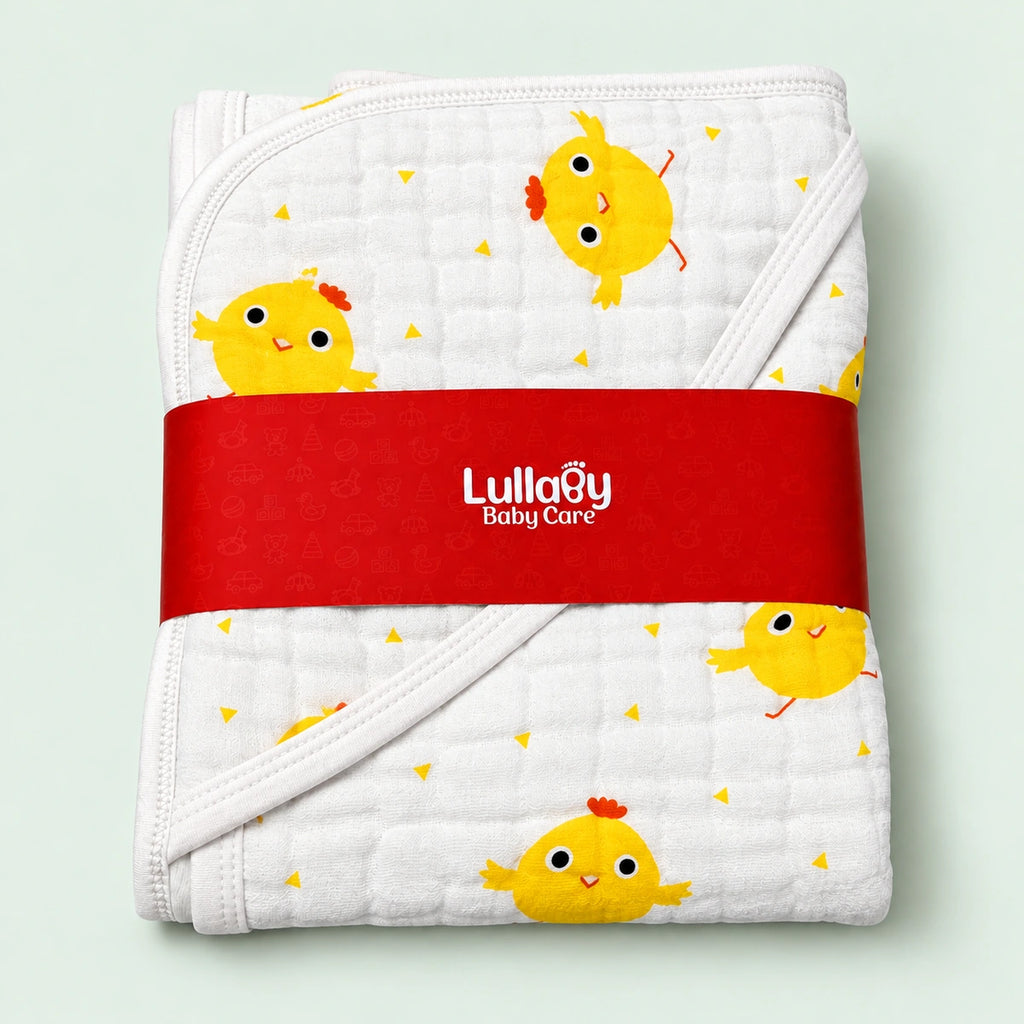 Muslin Baby Wrapper – Cute Chick Print | Soft & Breathable Baby Wrap for Newborns