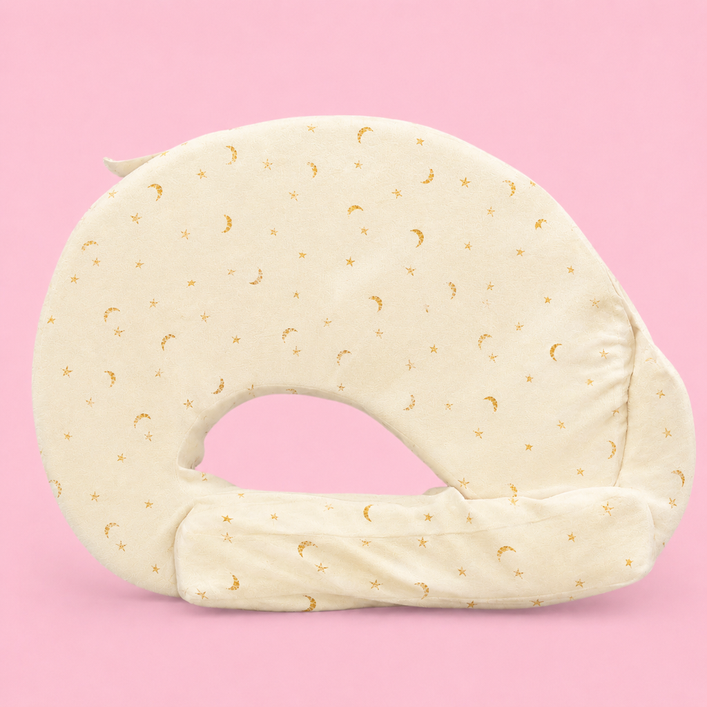 Lullaby Baby Care Premium Feeding Pillow for Newborn Baby | Breastfeeding Nursing Support Cushion | Baby Feeding Cushion with Removable Cover | Moon & Star Print