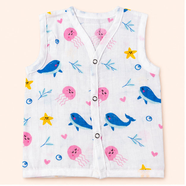 Printed Muslin Jabala for Newborn Baby