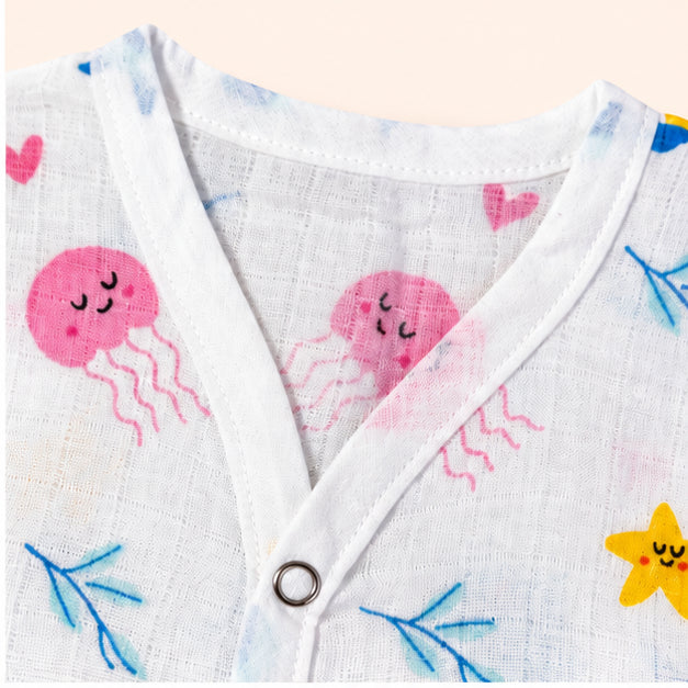 Printed Muslin Jabala for Newborn Baby