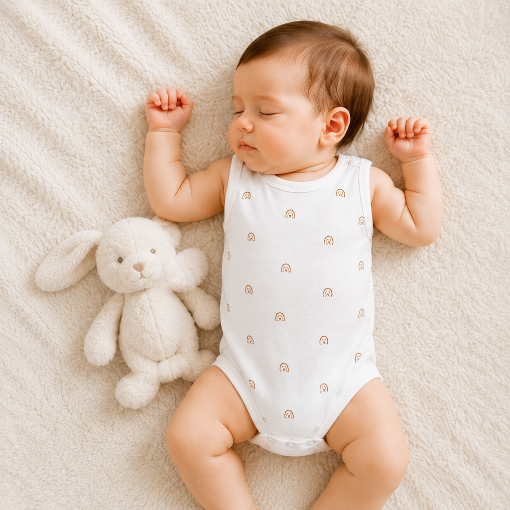 Baby Sleeveless Floral Onesie  –( 0-3 Months)