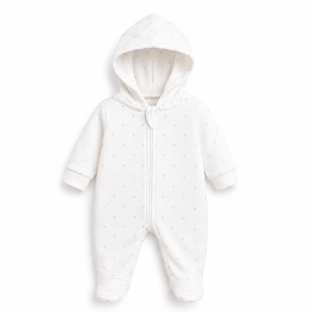 Baby Hooded Zip Sleepsuit – (0-3 Months)