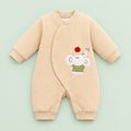 Baby Full-Sleeve Romper with Elephant Applique | Beige | 3–6 Months