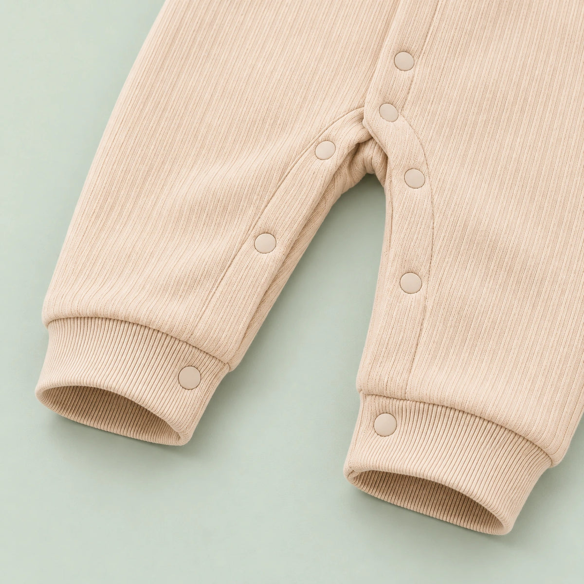 Baby Full-Sleeve Romper with Elephant Applique | Beige | 3–6 Months