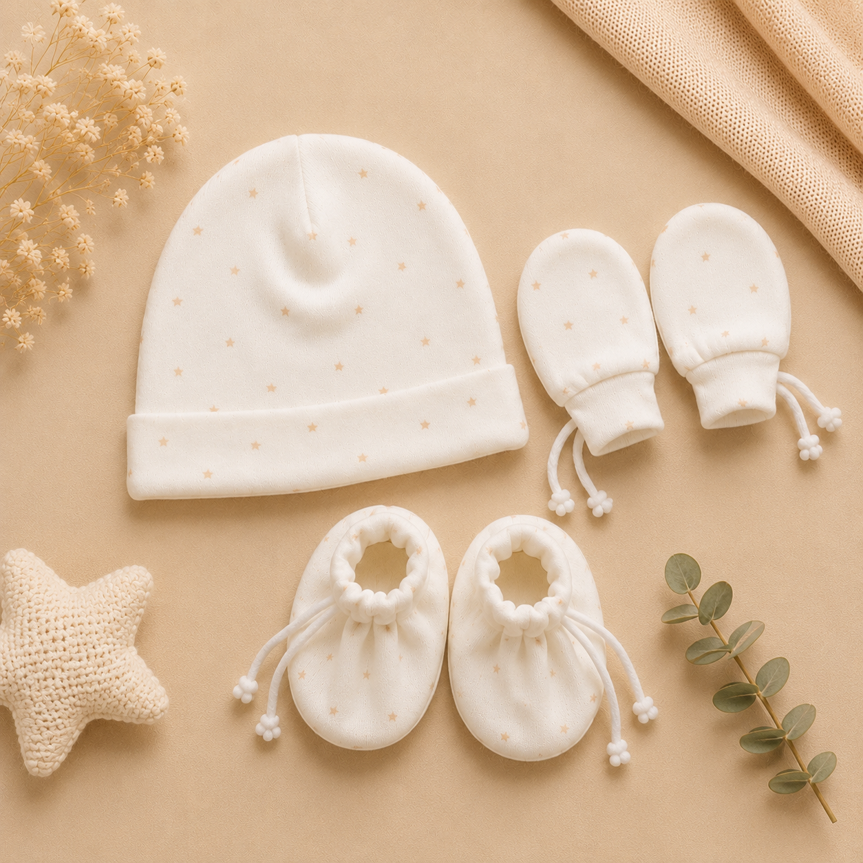 Baby Cap, Mittens & Booties Set