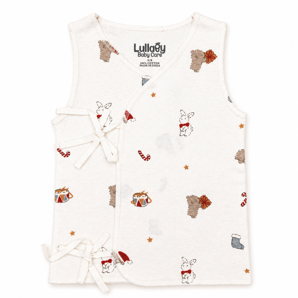 Newborn Baby Jabala Set (0 Month) – Soft Cotton Tie-Up Vest (Pack of 5)