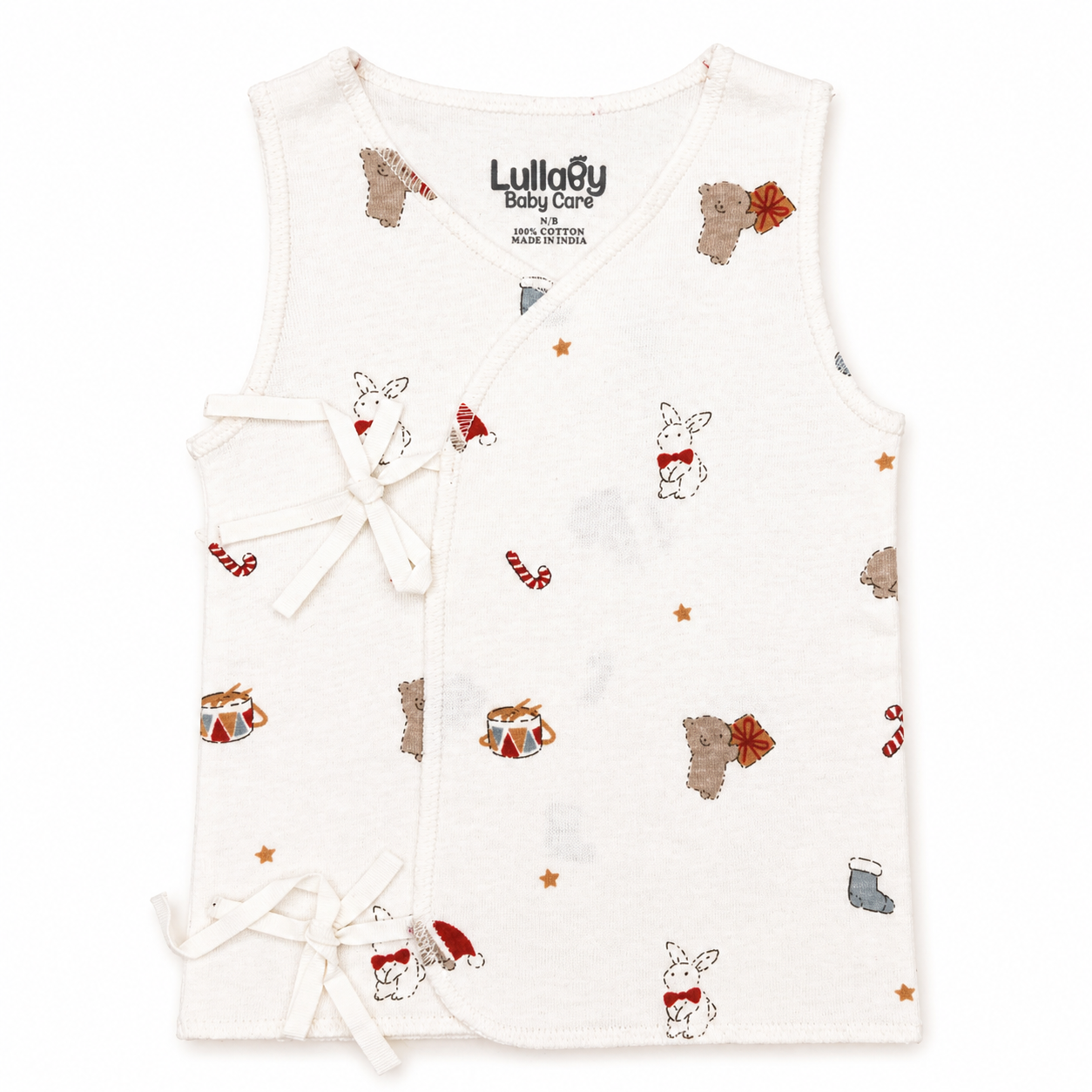 Newborn Baby Jabala Set (0 Month) – Soft Cotton Tie-Up Vest (Pack of 5)