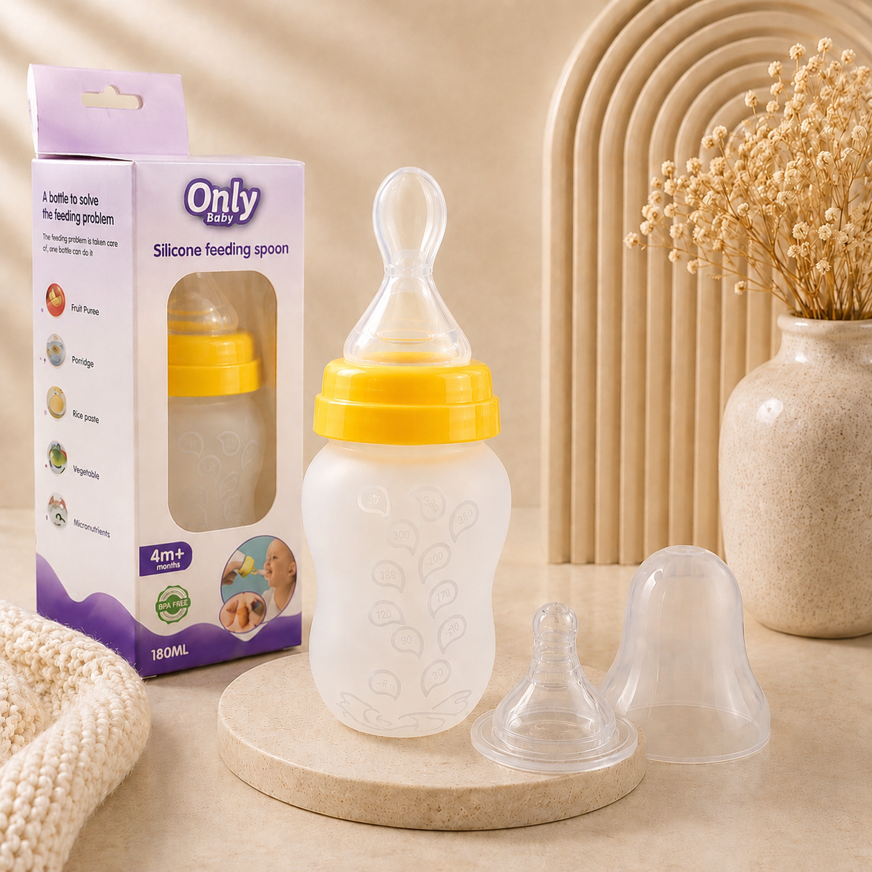 2 in 1 Silicone Feeding Bottle(180ML)