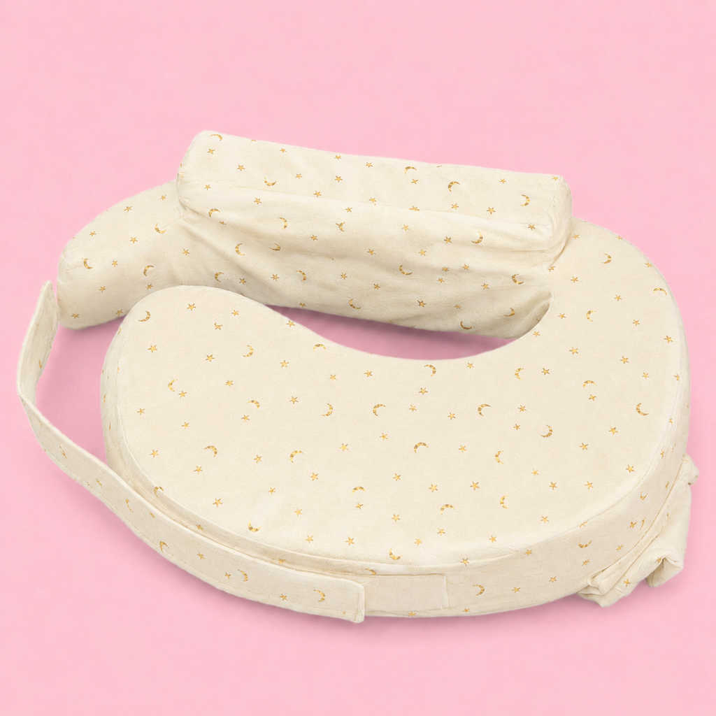 Lullaby Baby Care Premium Feeding Pillow for Newborn Baby | Breastfeeding Nursing Support Cushion | Baby Feeding Cushion with Removable Cover | Moon & Star Print