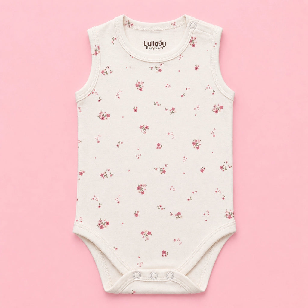 Baby Sleeveless Floral Onesie | Flower | 0-3 Months