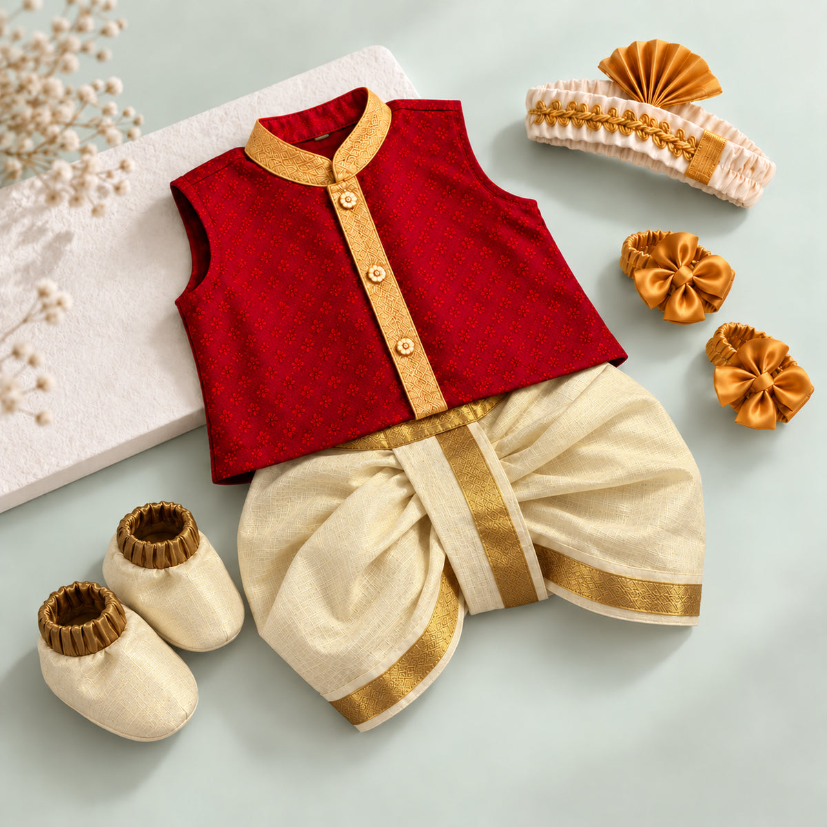 Traditional Baby Noolukettu Dhoti Set