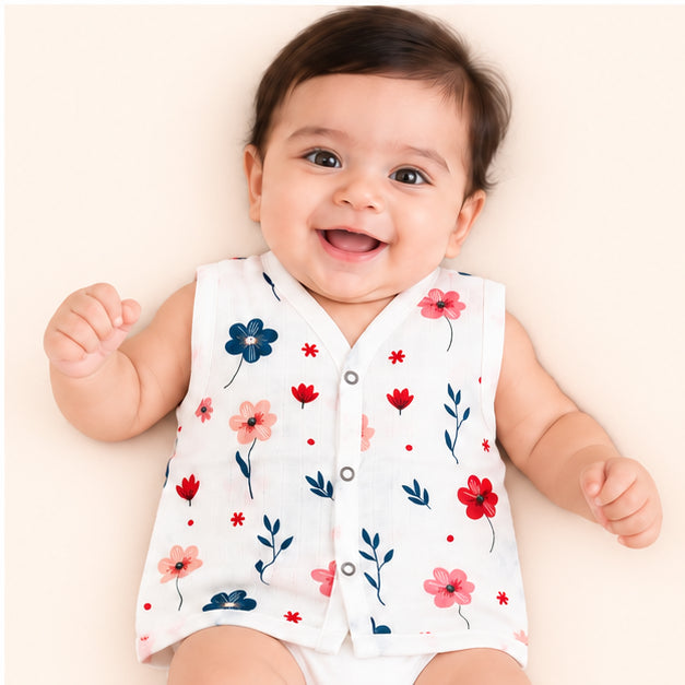Printed Muslin Jabala for Newborn Baby