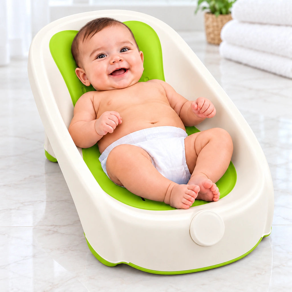 Baby Bathtub with Bath Support|Green|
