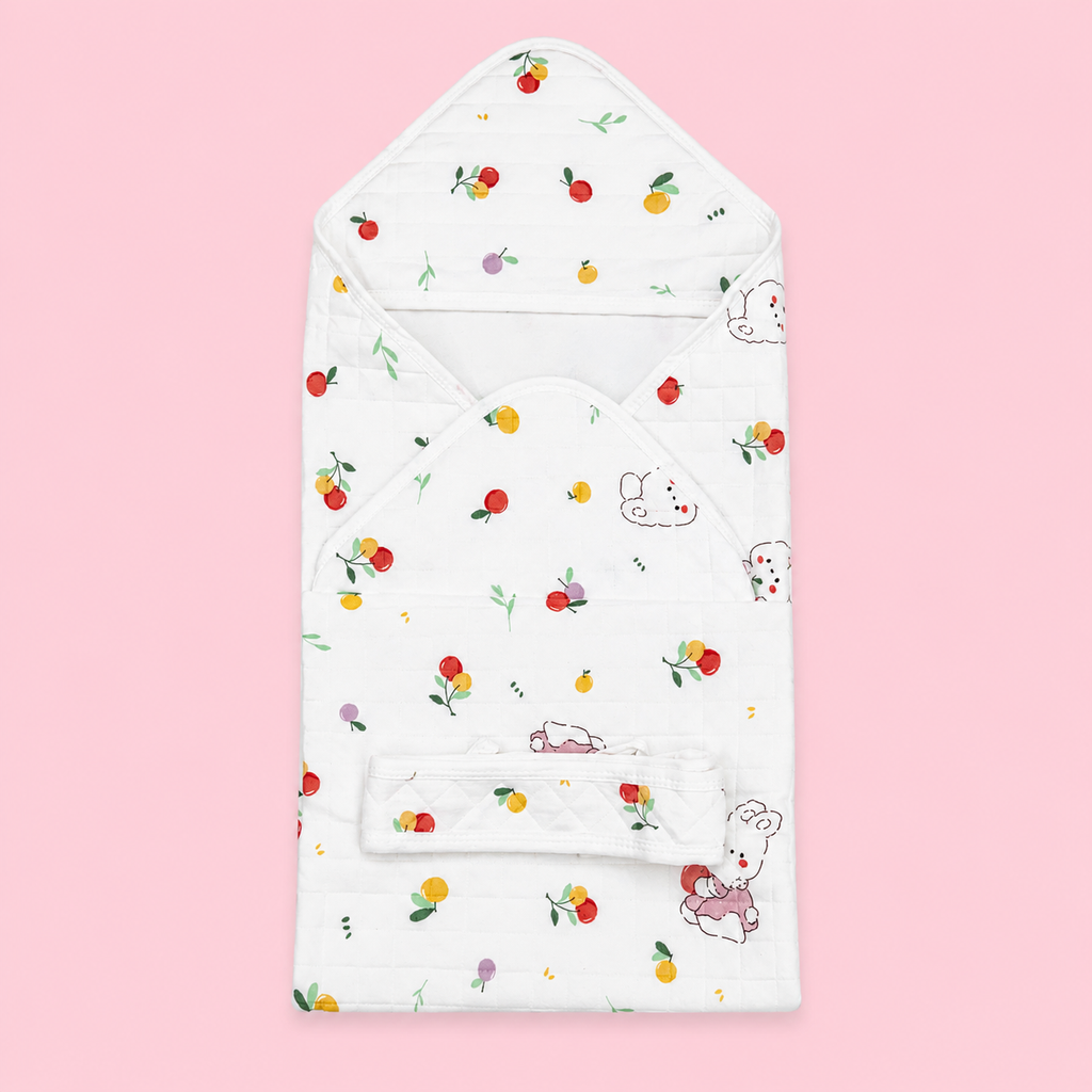 Hooded Baby Wrapper | Rabbit Print