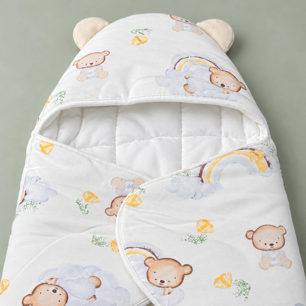 Newborn Baby Hooded Swaddle Wrapper|Bear|