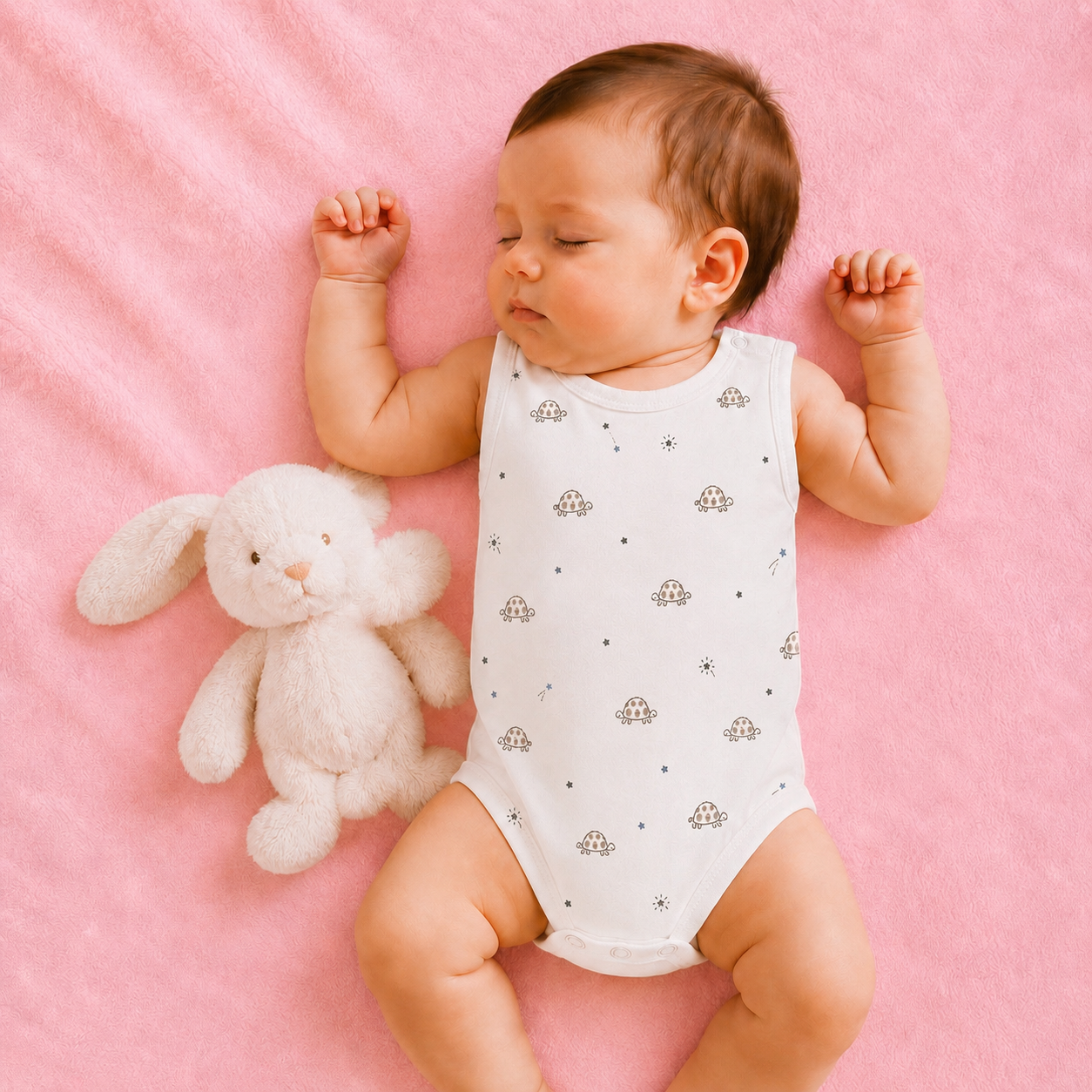 Baby Sleeveless Floral Onesie Turtle - 0-3 Months