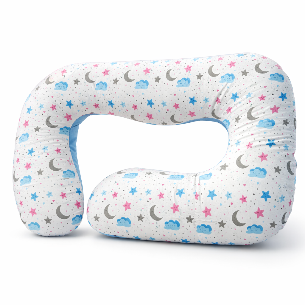 G-Shaped Pregnancy Pillow with Cloud and Star Print for Maternity Support