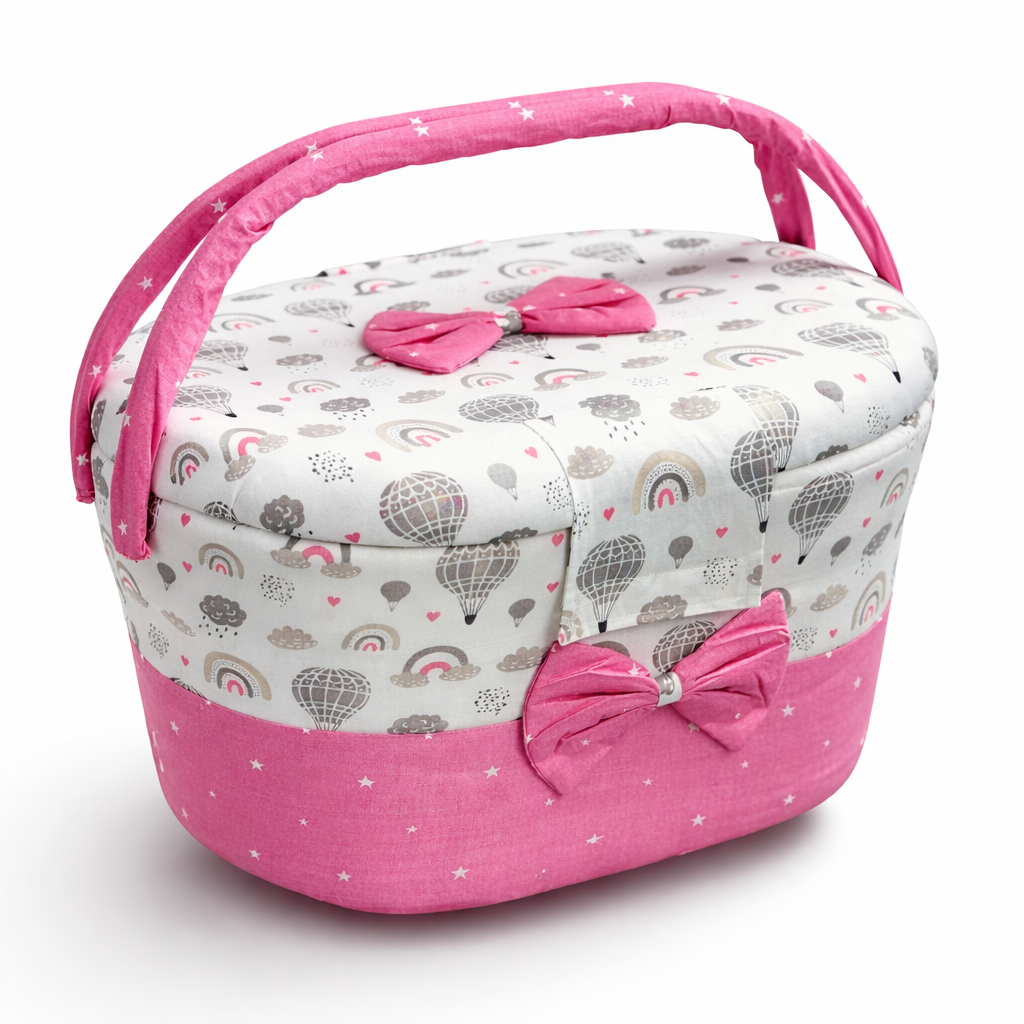 Gift Baskets for Newborns – Fabric Baby Storage Basket with Lid and Handle