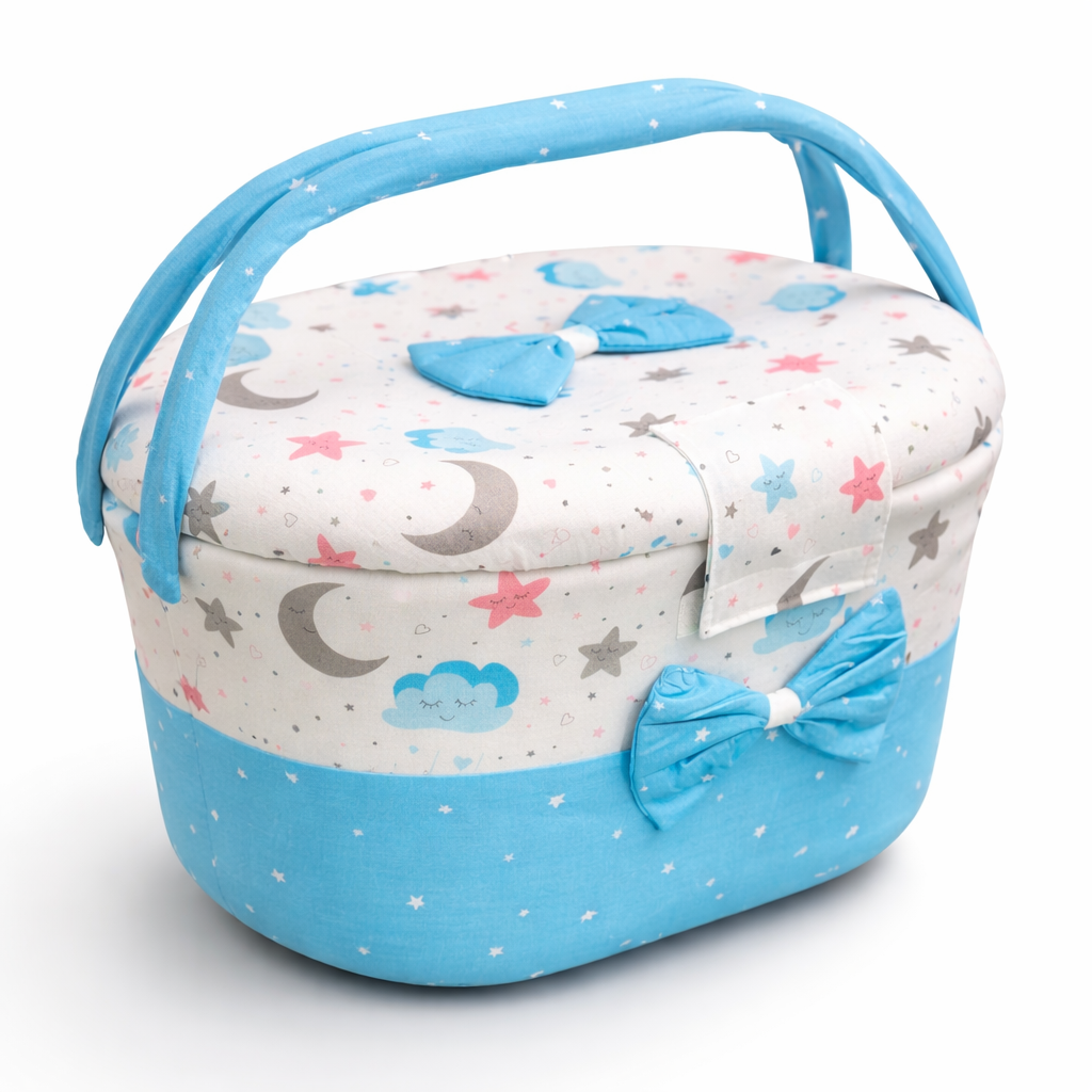 Gift Baskets for Newborns – Fabric Baby Storage Basket with Lid and Handle