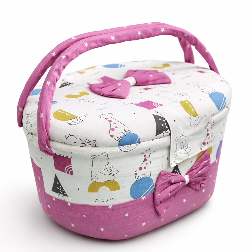 Gift Baskets for Newborns – Fabric Baby Storage Basket with Lid and Handle